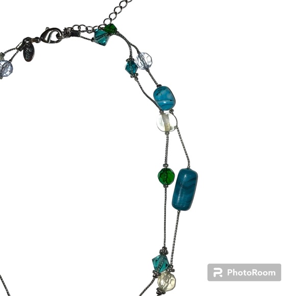 Lia Sophia Blue Beaded Two Strand Necklace 15" - Picture 2 of 7